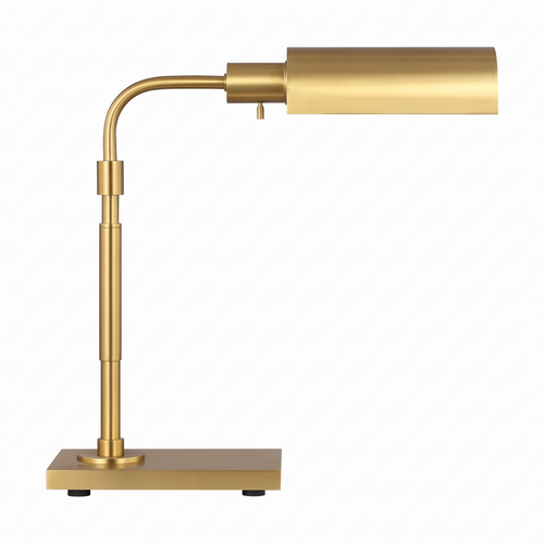 Kessler Burnished Brass Dimmable Pharmacy Style Table Lamp for Desks and Reading Nooks on white background