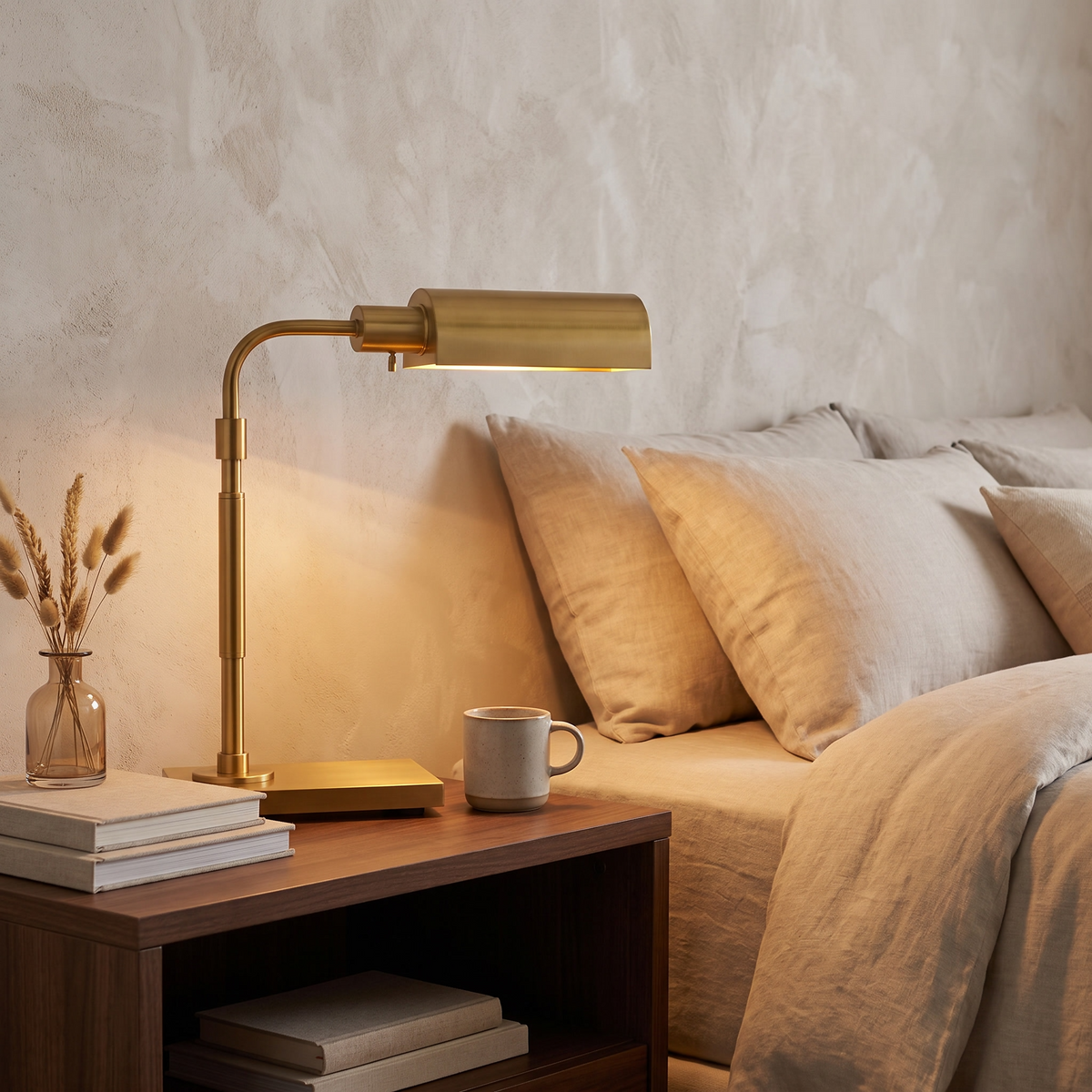 Kessler Burnished Brass Dimmable Pharmacy Style Table Lamp for Desks and Reading Nooks lifestyle view 2