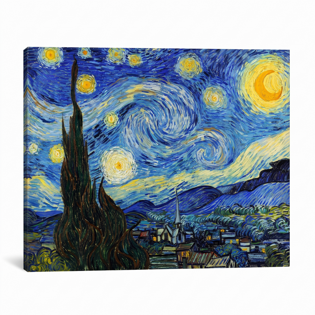 Lumen Night Van Gogh Starry Night Swirling Sky Canvas Wall Art for Living Rooms and Studies on white background
