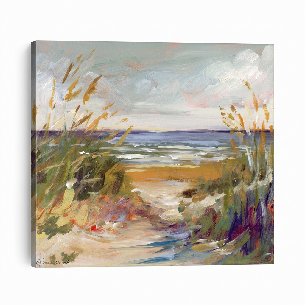 Marisol Coastal Dune Path Seascape Canvas Wall Art for Beach House Living Rooms on white background