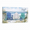 Seaside Rest Adirondack Chairs Coastal Canvas Wall Art for Coastal Bedrooms and Sunrooms on white background