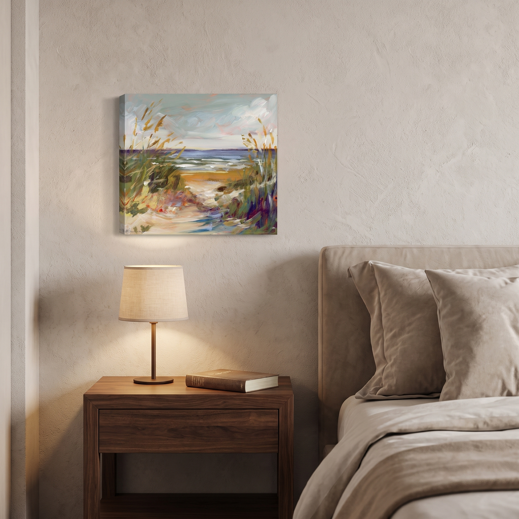 Marisol Coastal Dune Path Seascape Canvas Wall Art for Beach House Living Rooms lifestyle view 1