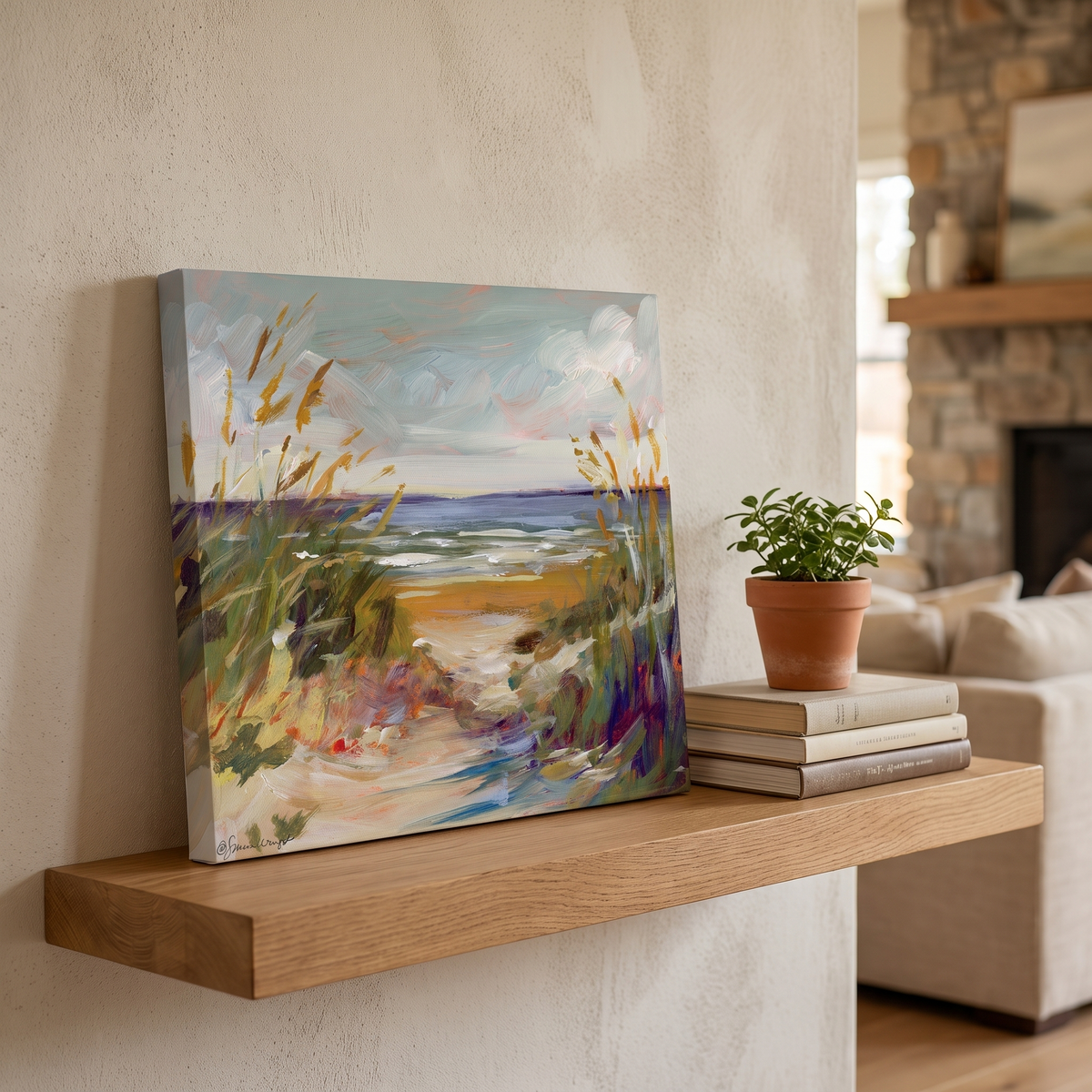Marisol Coastal Dune Path Seascape Canvas Wall Art for Beach House Living Rooms lifestyle view 2