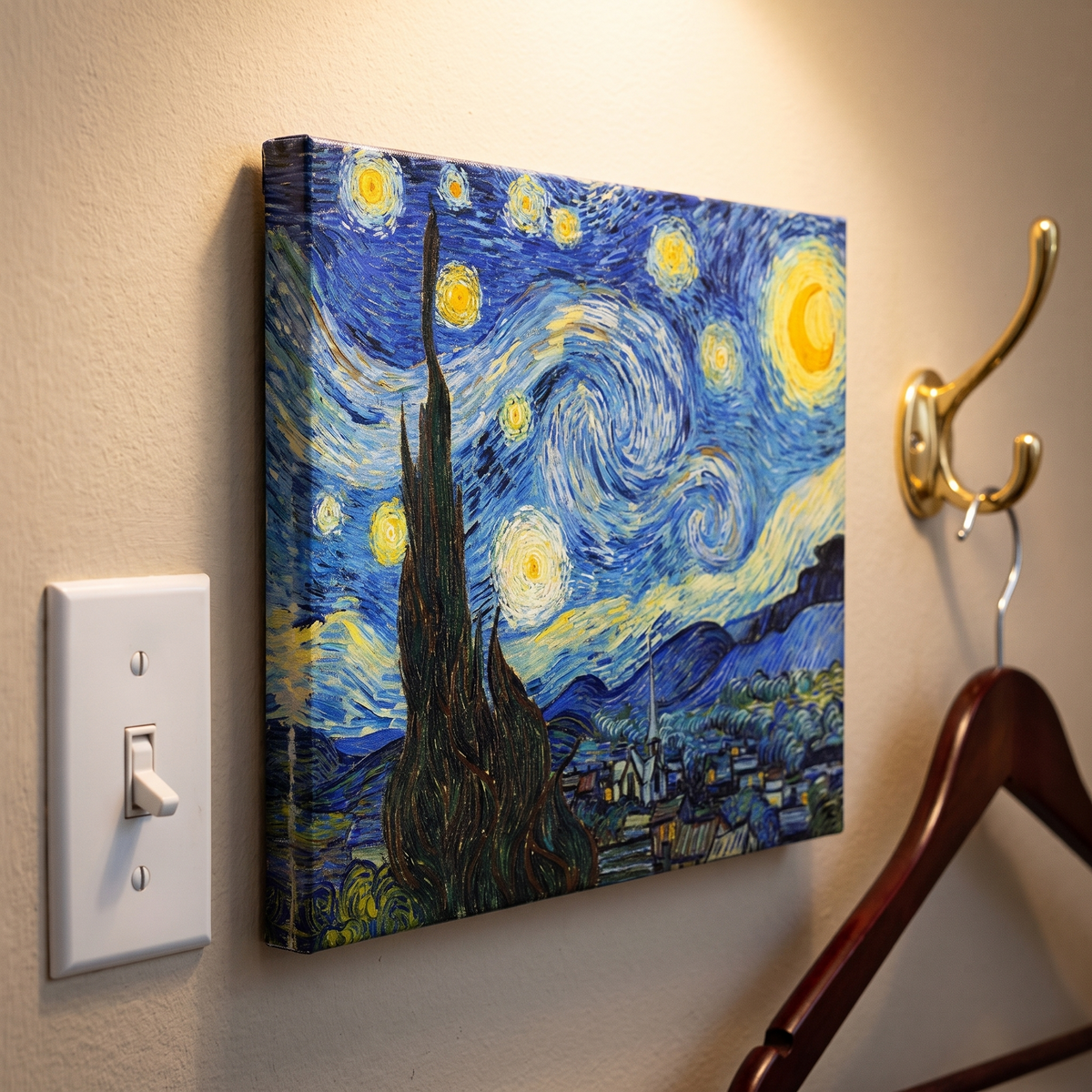 Lumen Night Van Gogh Starry Night Swirling Sky Canvas Wall Art for Living Rooms and Studies lifestyle view 3