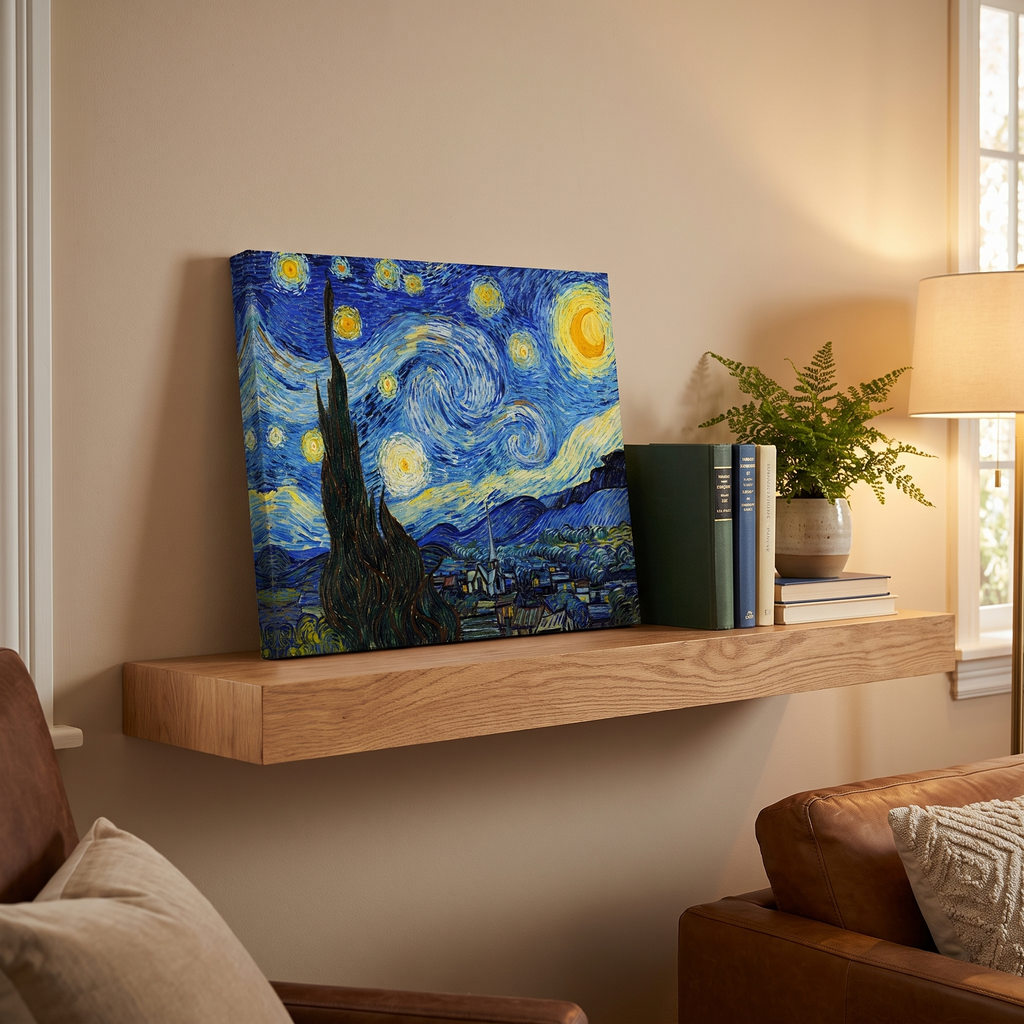 Lumen Night Van Gogh Starry Night Swirling Sky Canvas Wall Art for Living Rooms and Studies lifestyle view 2