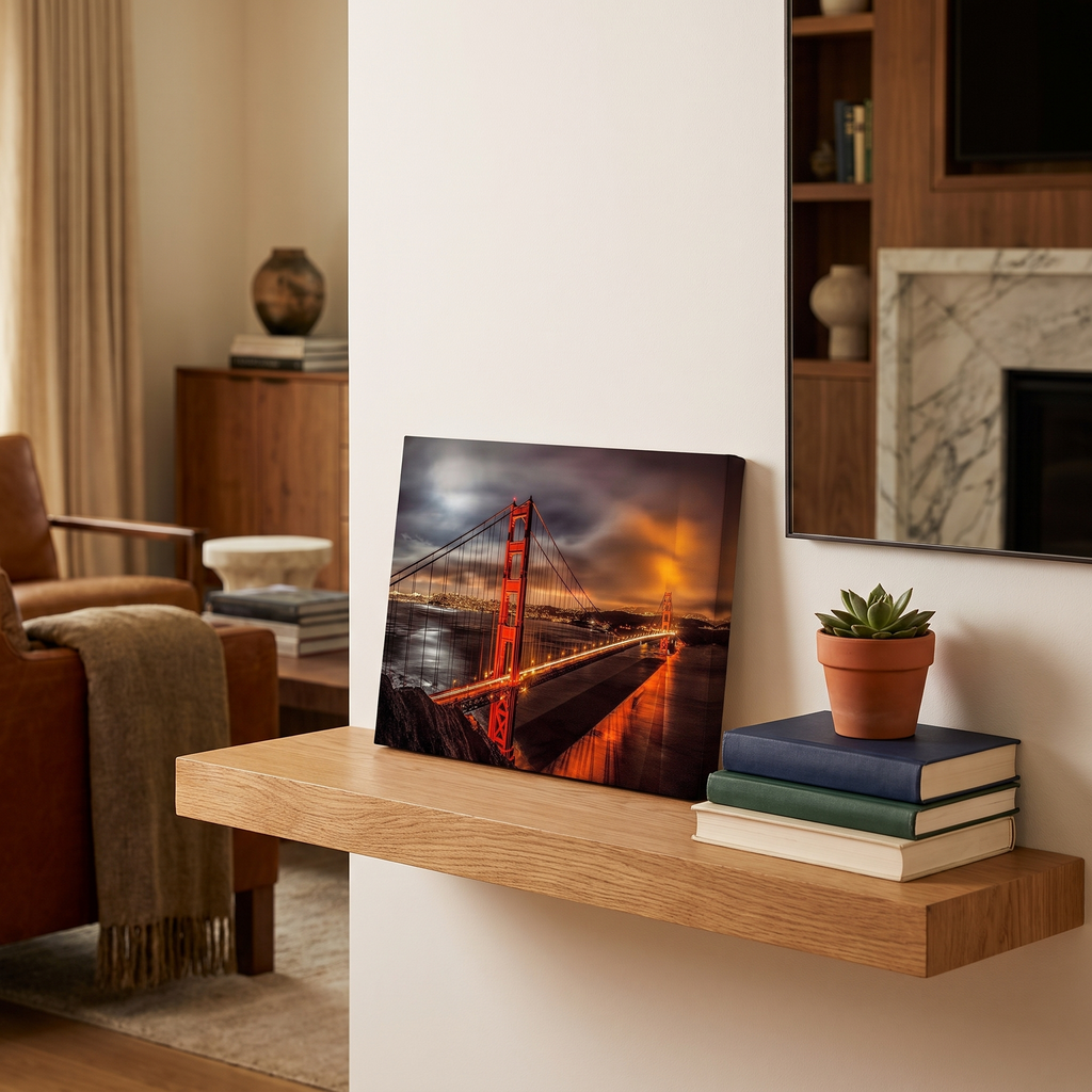 Bay Dusk Golden Gate Bridge Evening Skyline Canvas Wall Art for Offices and Entryways lifestyle view 2
