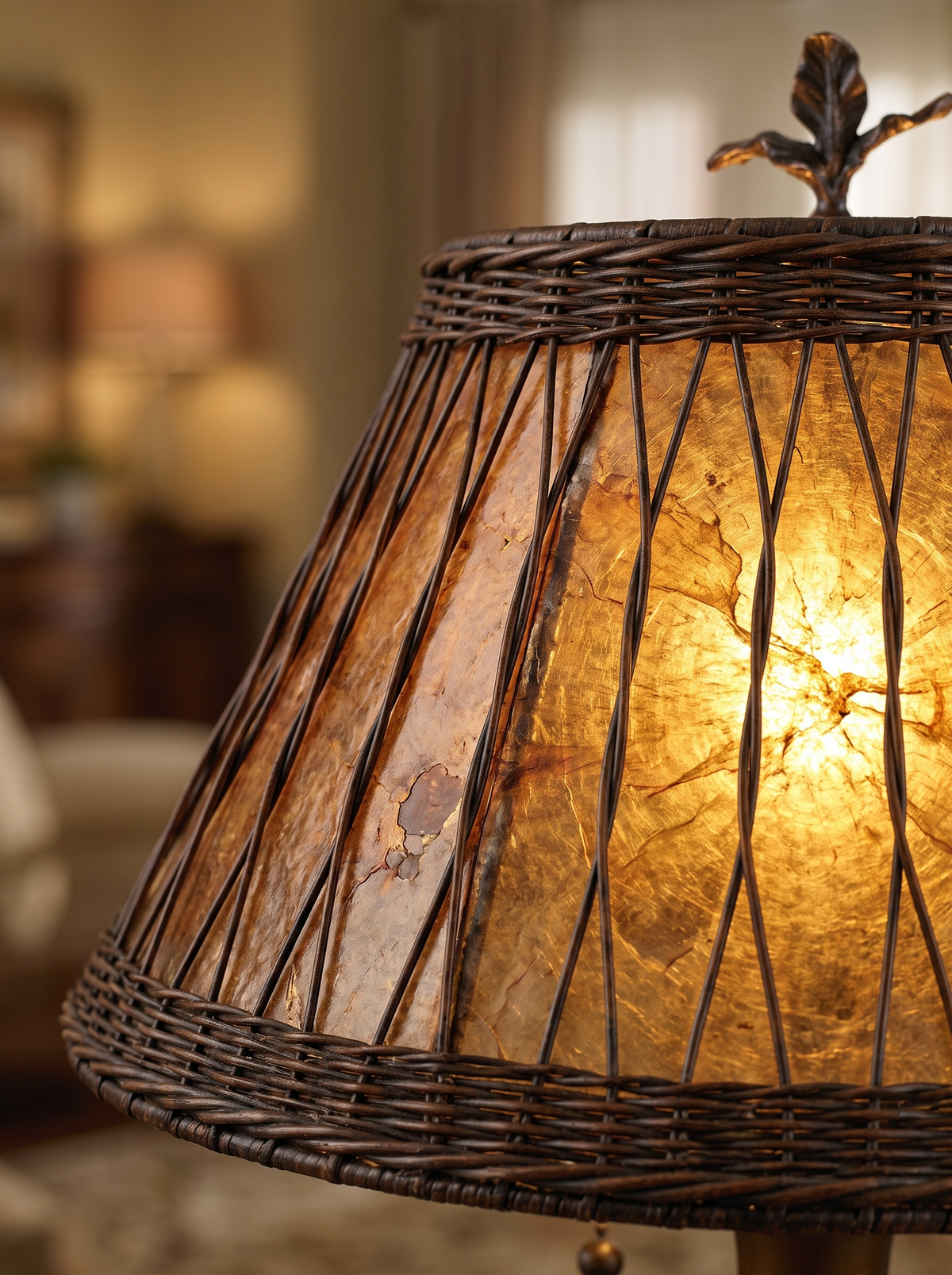 Alder Bronze Two Light Mica Shade Table Lamp for Living Rooms and Cabins detail 1