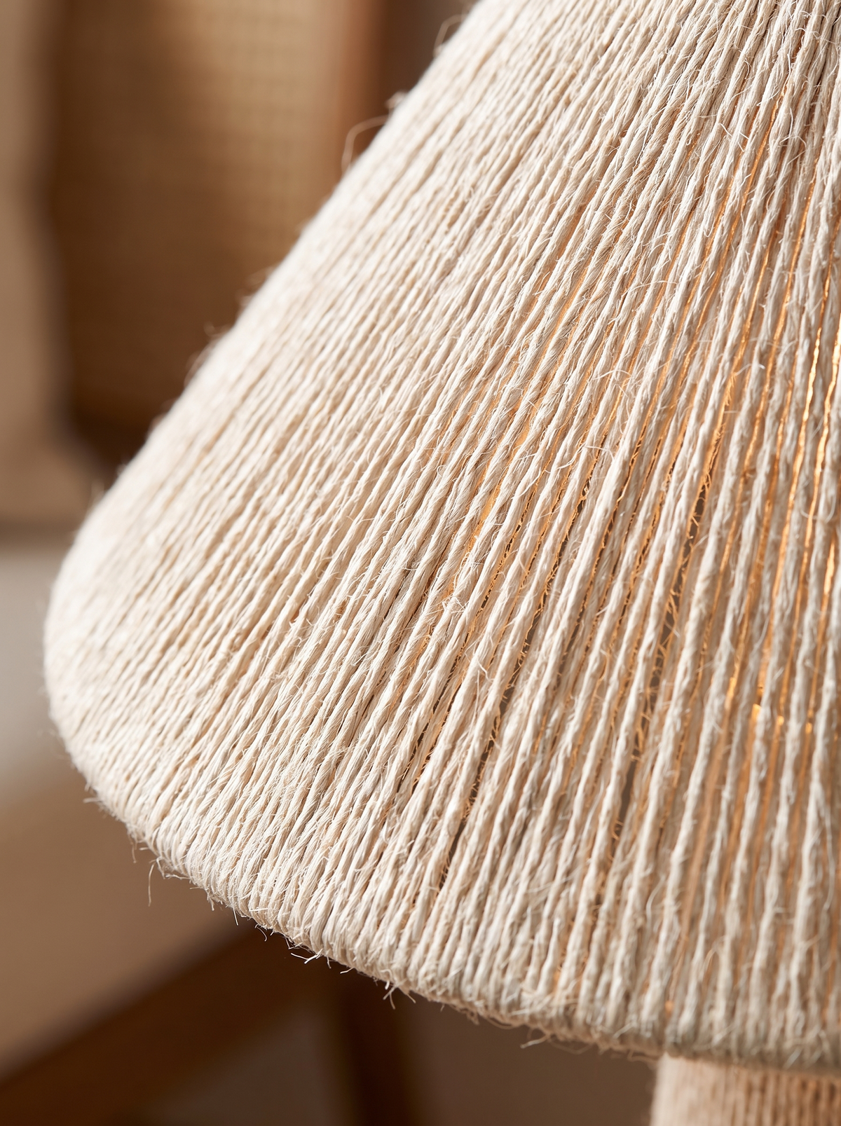 Juno Off White Jute Wrapped Cone Shade Table Lamp for Japandi Bedrooms detail 1