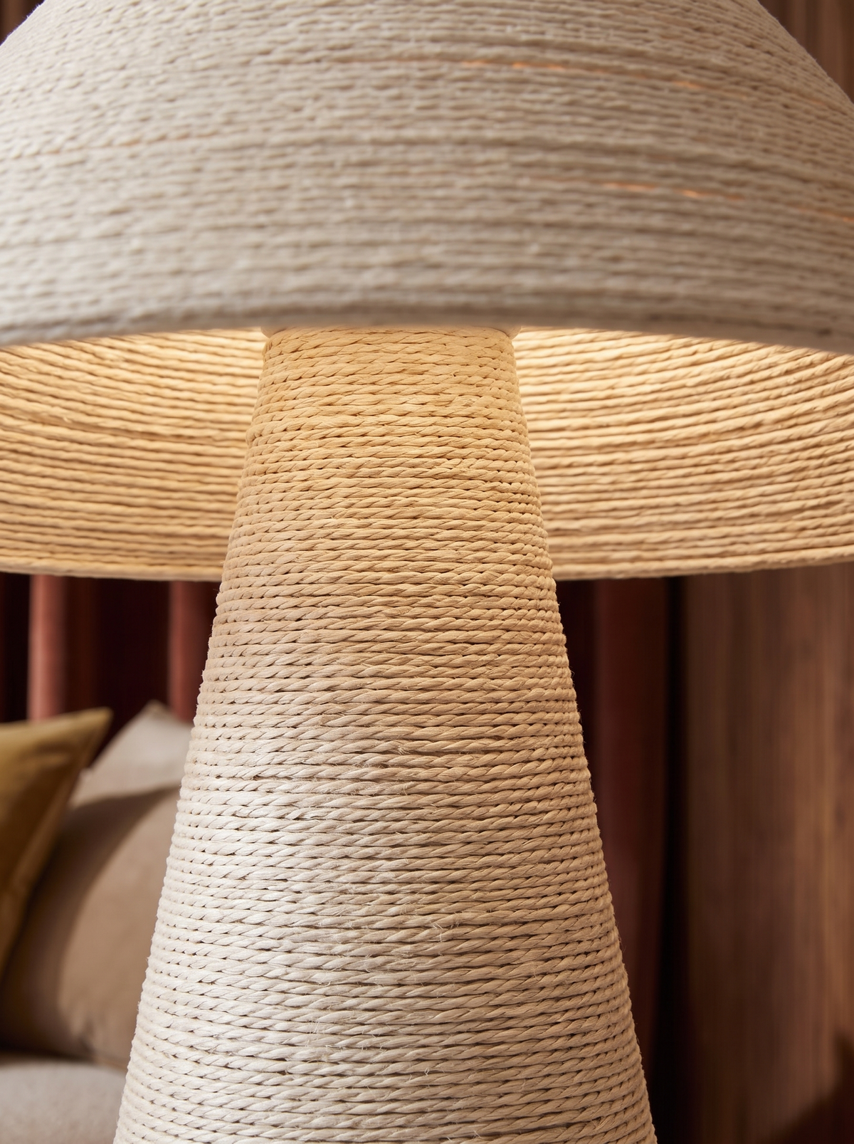 Juno Off White Jute Wrapped Cone Shade Table Lamp for Japandi Bedrooms detail 2