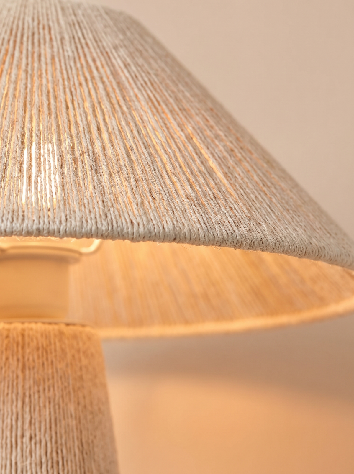 Juno Off White Jute Wrapped Cone Shade Table Lamp for Japandi Bedrooms detail 3
