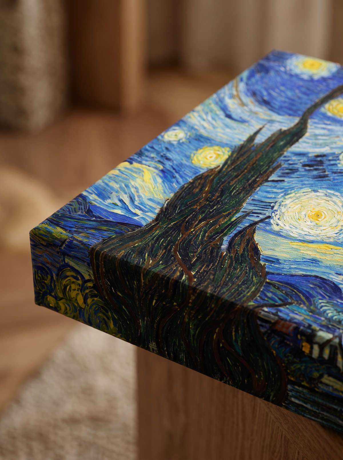 Lumen Night Van Gogh Starry Night Swirling Sky Canvas Wall Art for Living Rooms and Studies detail 2